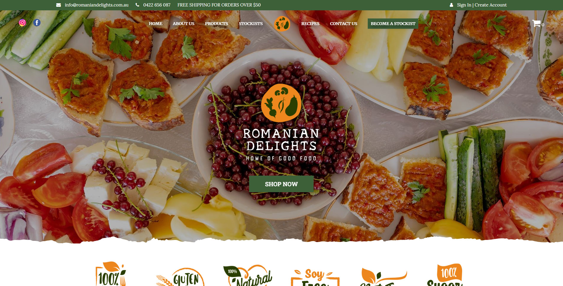 A dining table with wide spread of delicacies for Romanian Delights Website