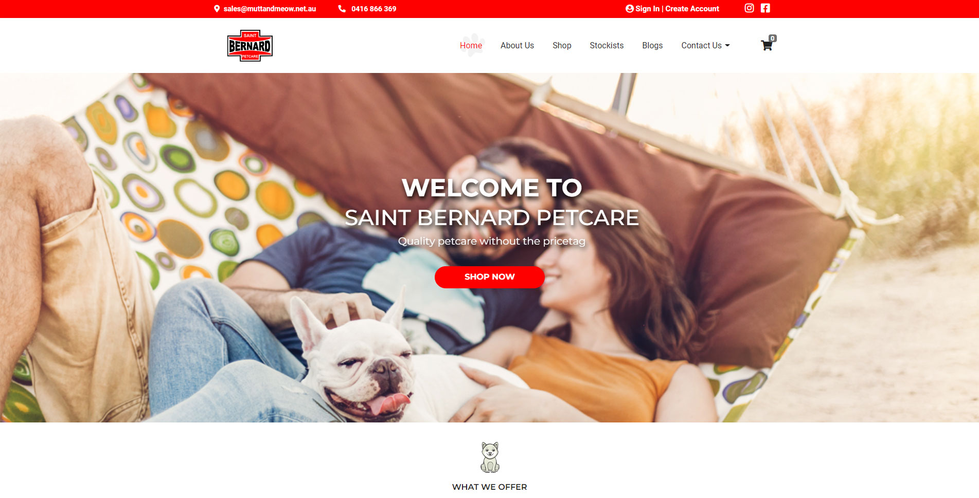 A happy couple with their pet dog for St Bernard Petcare Website